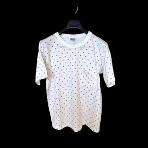 Vintage 90's Basic Editions Pink Polkadot Pocket Tshirt‎ Sz Medium Made In USA